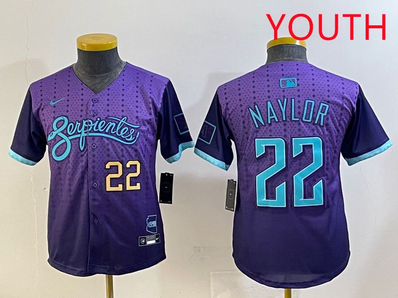 Youth 2025 Arizona Diamondback #22 Naylor Purple Joint Name Nike MLB Jersey style 3